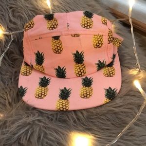 Pink 5 Panel Pineapple Hat